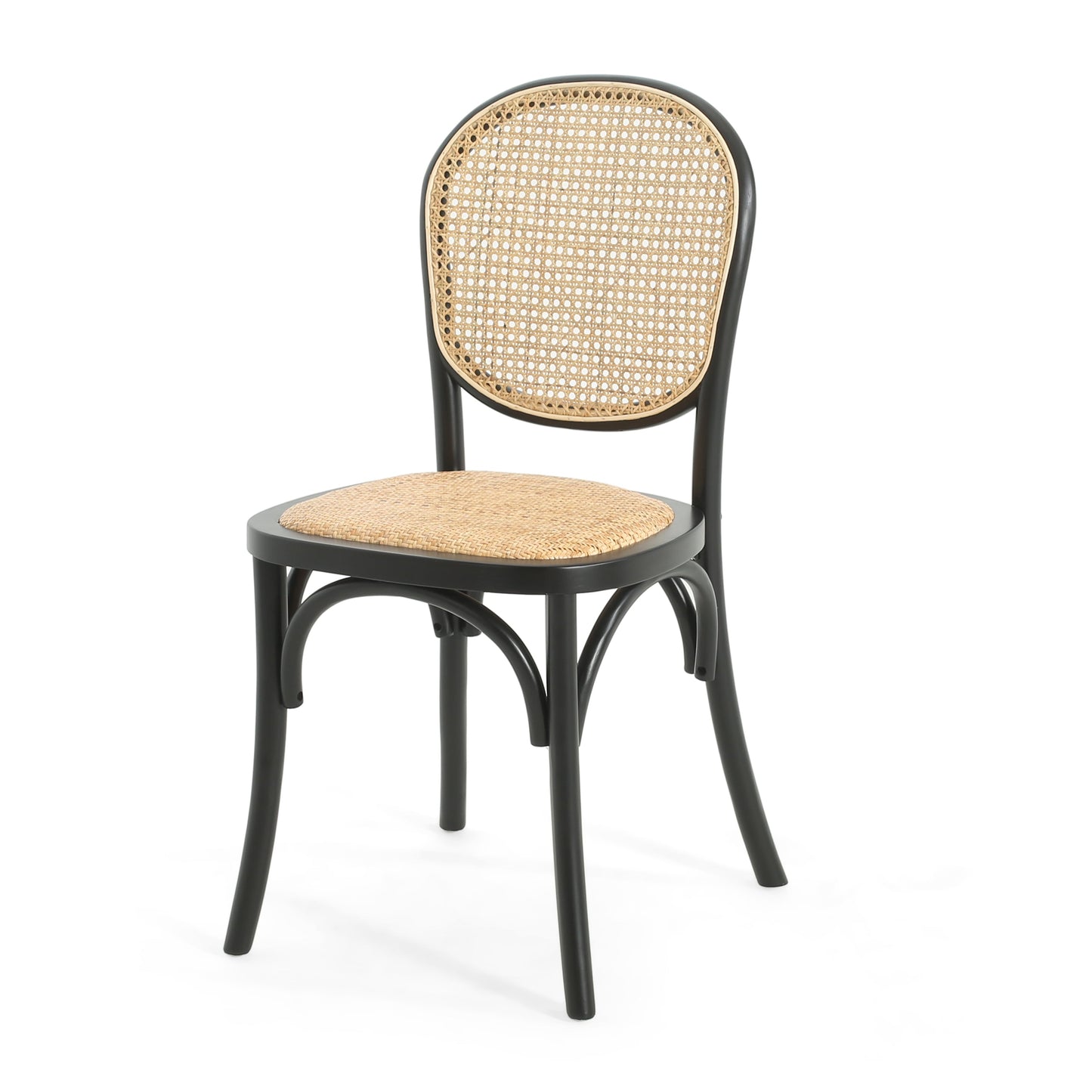 Qyros Dining Chair with Round Backrest and Curved Legs, Set of 2