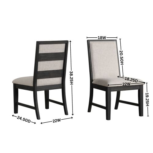Upholstered Dining Chair with Slatted Back, Set of 2