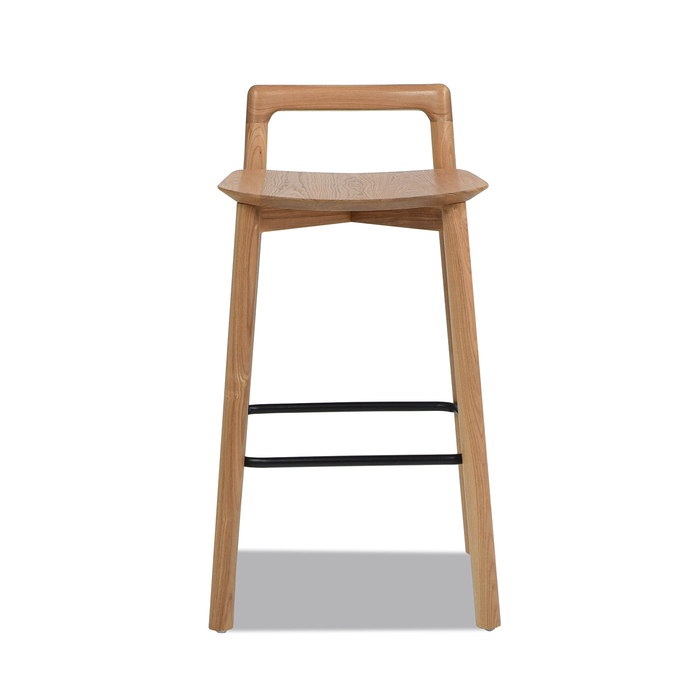 Counter Stool with Low Back and Black Iron Footrest
