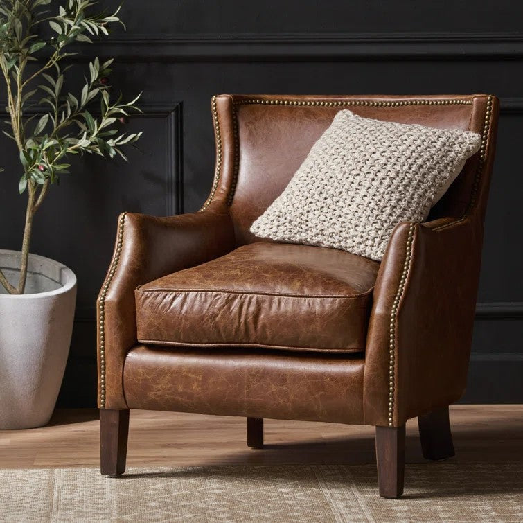 Upholstered Single Sofa with Nailhead Trim