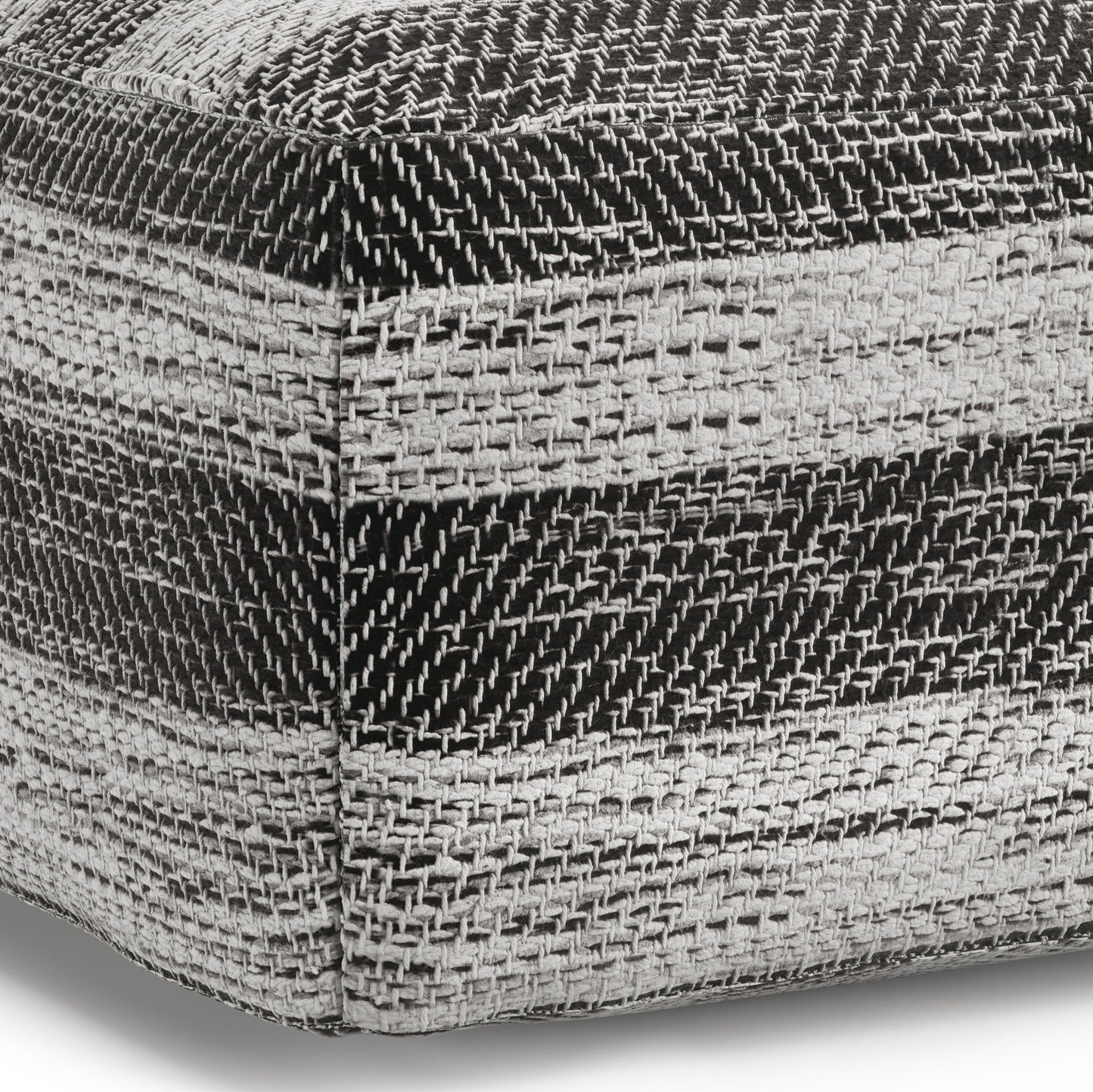 Axis Cotton Square Pouf with Woven Patterned Melange