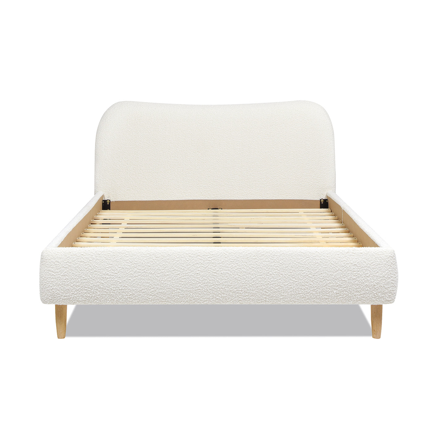 Enchantr Upholstered Platform Bed with Curved Headboard and Wood Frame