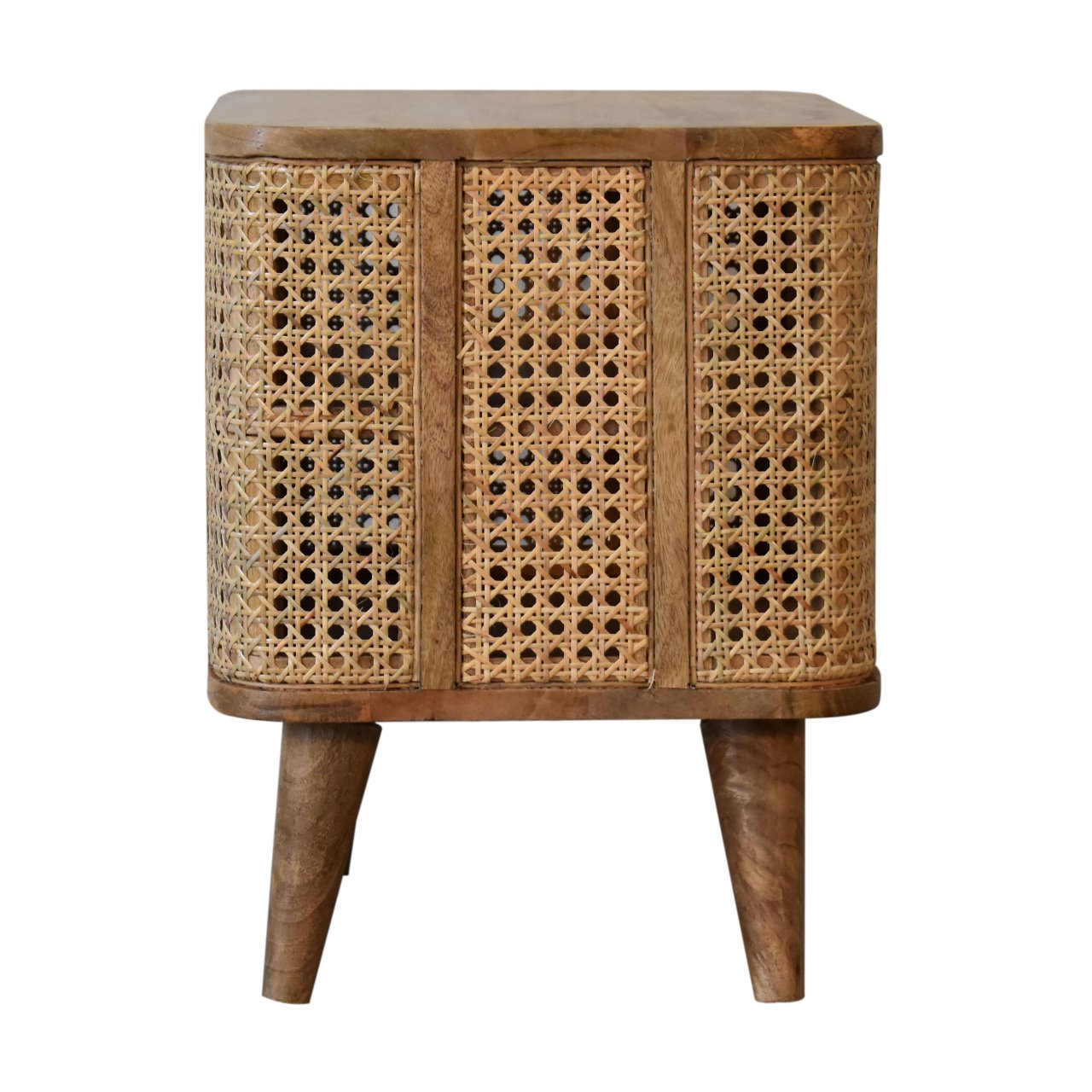 Decipher Wood and Rattan Bedside with 2 Open Shelves