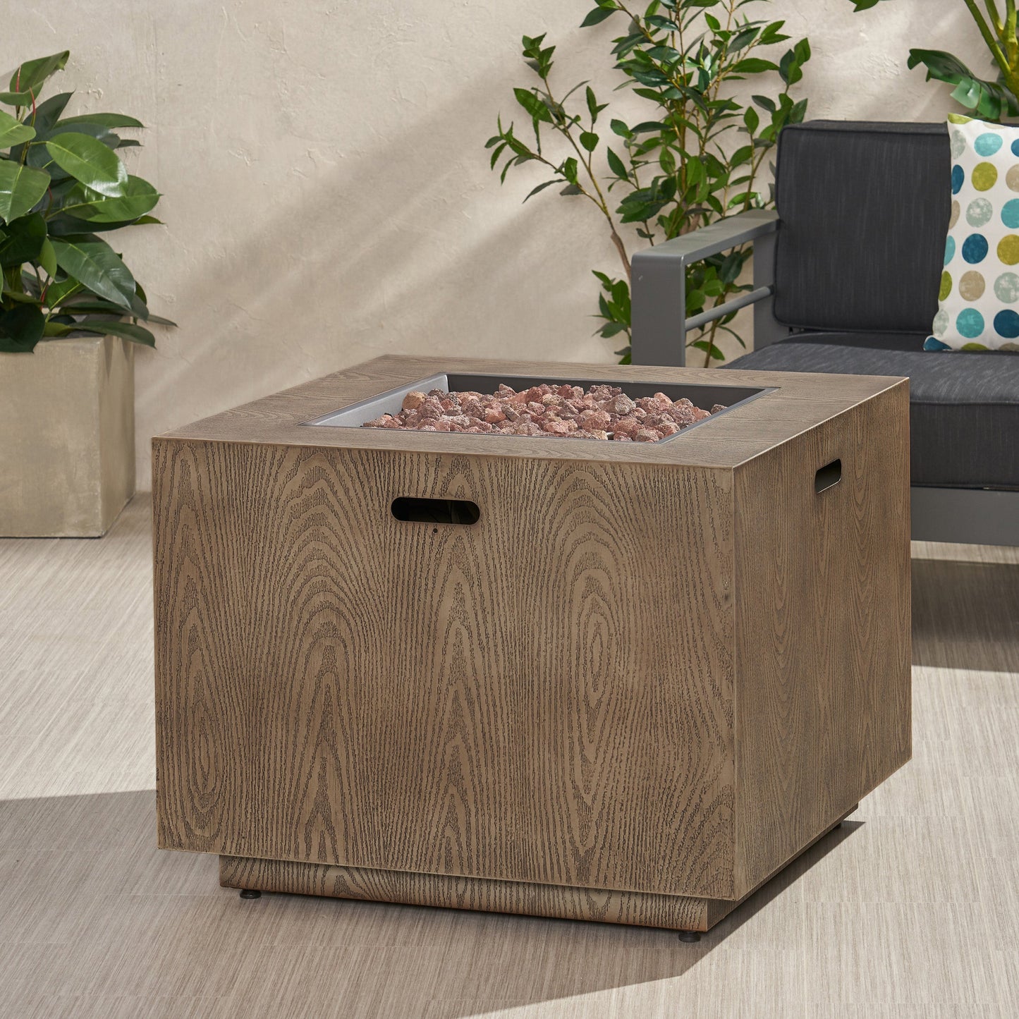 Outdoor Square Concrete Gas Burning Firepit
