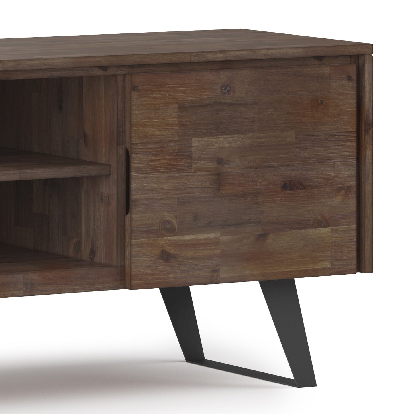 Pioneer TV Stand for TVs Up To 70 Inches with 2 Side Doors, Open Central Shelves and Metal Angled Legs