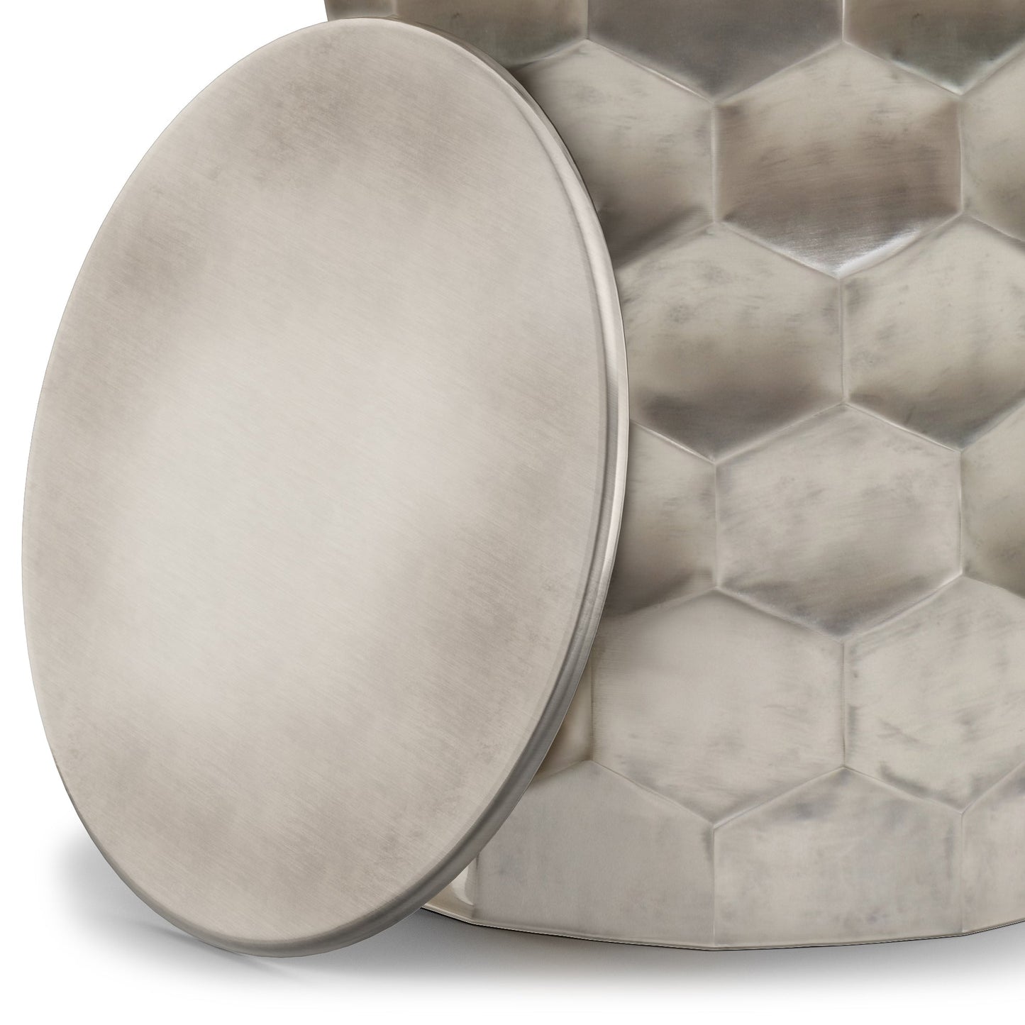 Opalescence Metal Side Table with Removable Round Top and Honey Comb Design