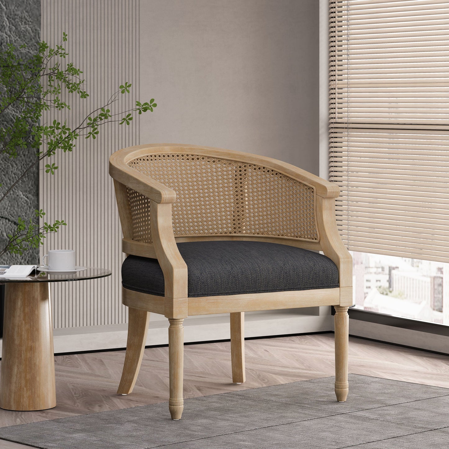 Accent Chair with Curved Back and Turned Leg