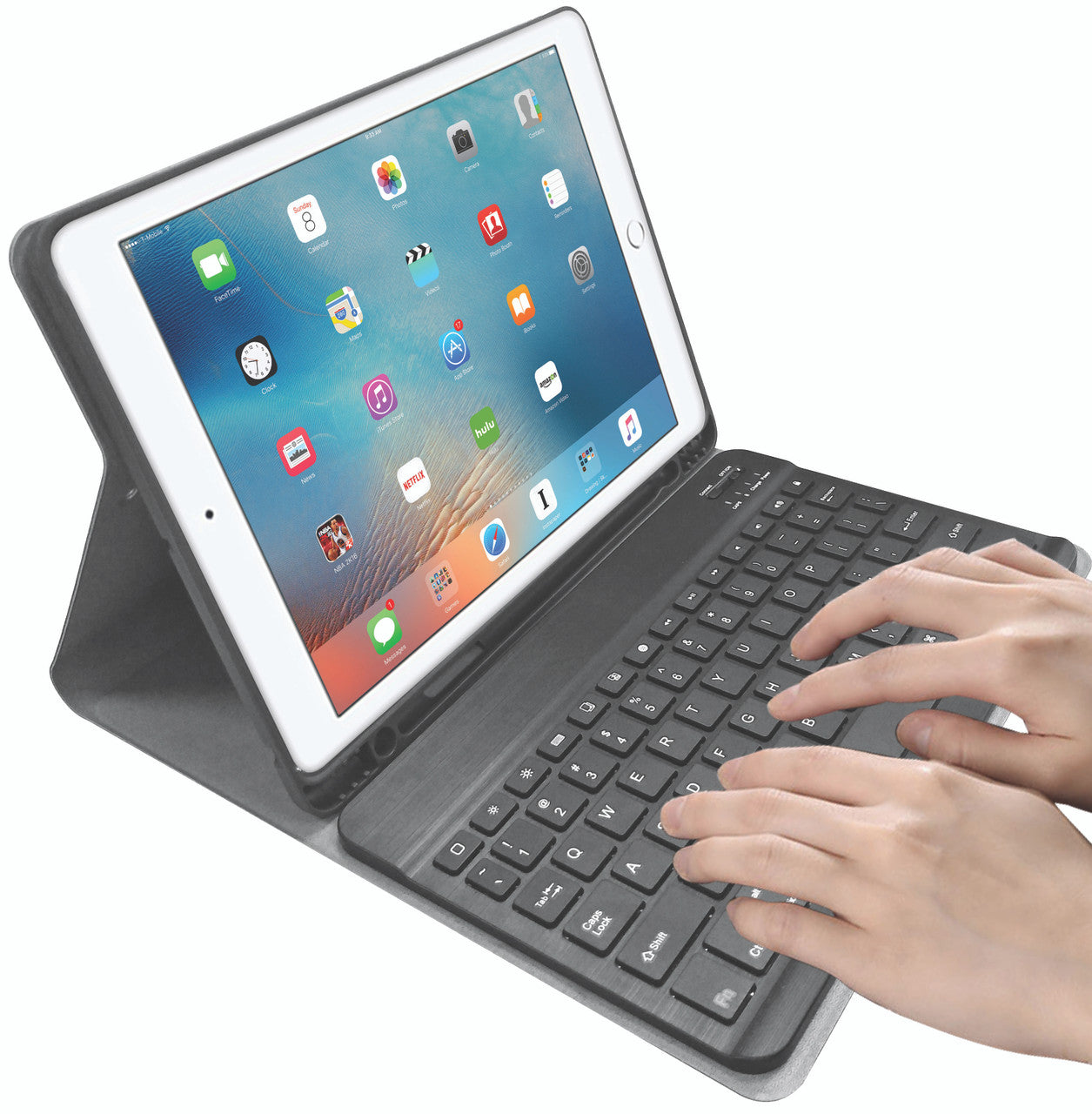Laser iPad 10.2'' Keyboard Case with Integrated Bluetooth & Stand (Black)