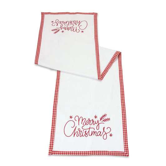 Merry Christmas Embroidered Table Runner 59"