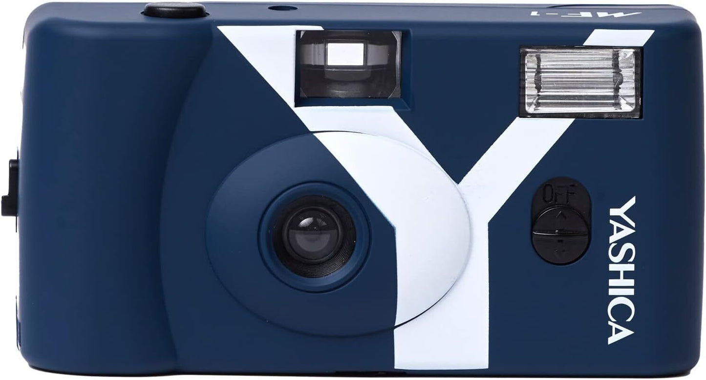Yashica MF-1 Snapshot Reusable 35mm Film Camera Set (Prussian Blue)