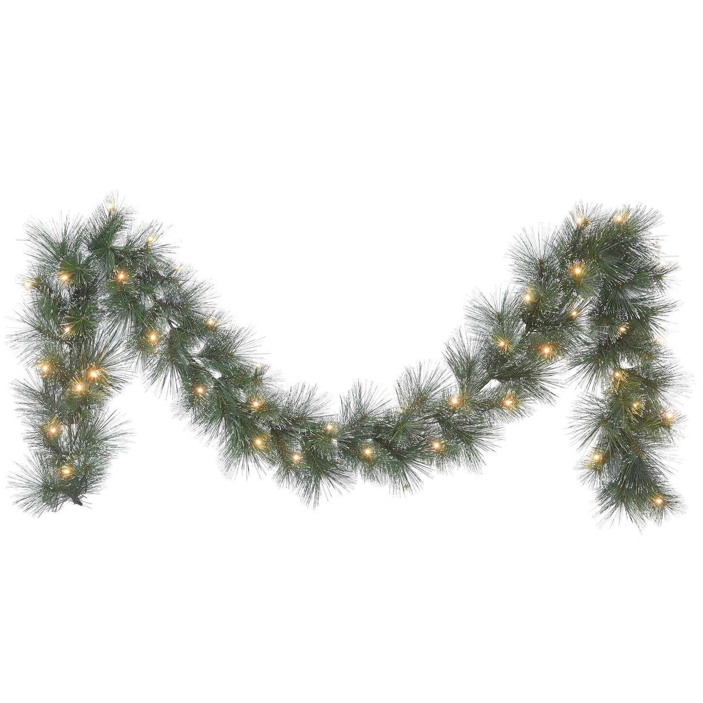 9 ft x 10 in Pre-lit Glitter-accented Garland with Warm White Led Lights & On/Off Timer Function