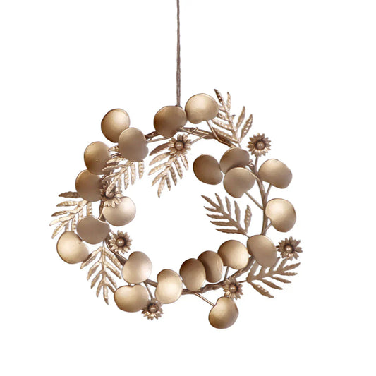 Mixed Foliage Iron Wreath Christmas Ornament, Set of 4