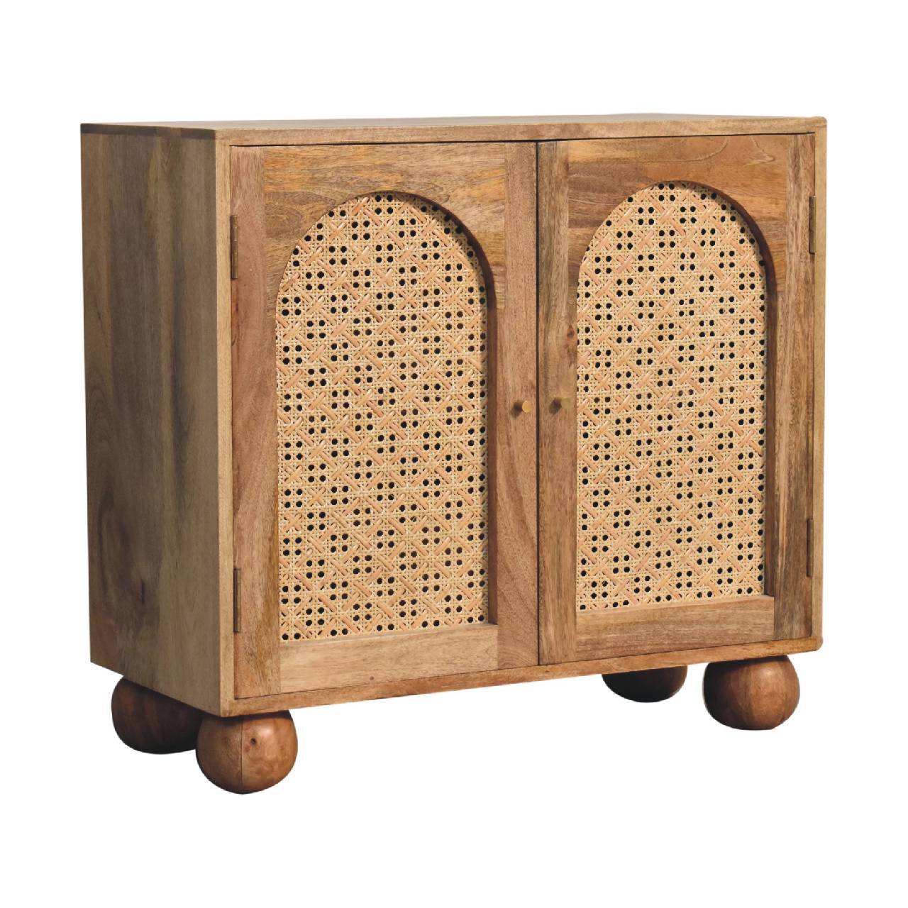 Cabinet with 2 Arch Woven Front Doors and Ball Feet