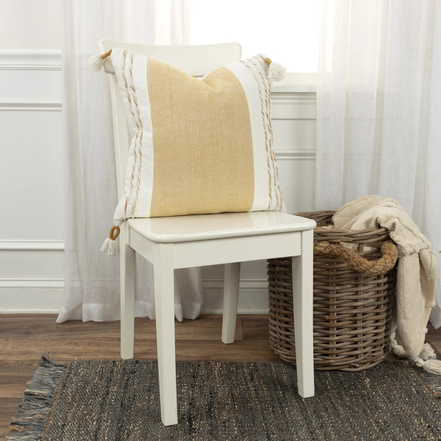 Woven Color Block Throw Pillow