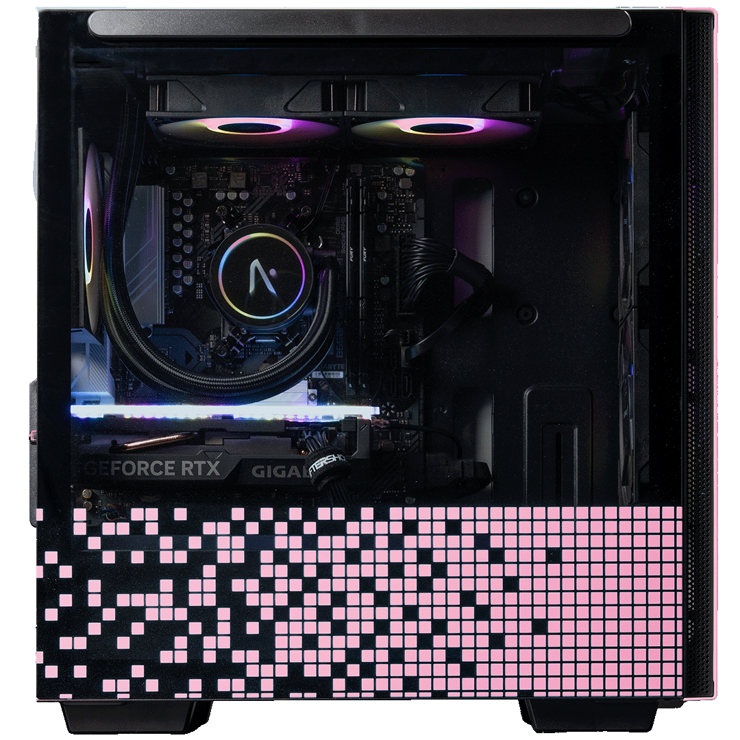 Aftershock Pixel Heart Pink Desktop Gaming PC (Ryzen 5 7500F) [RTX 4060]