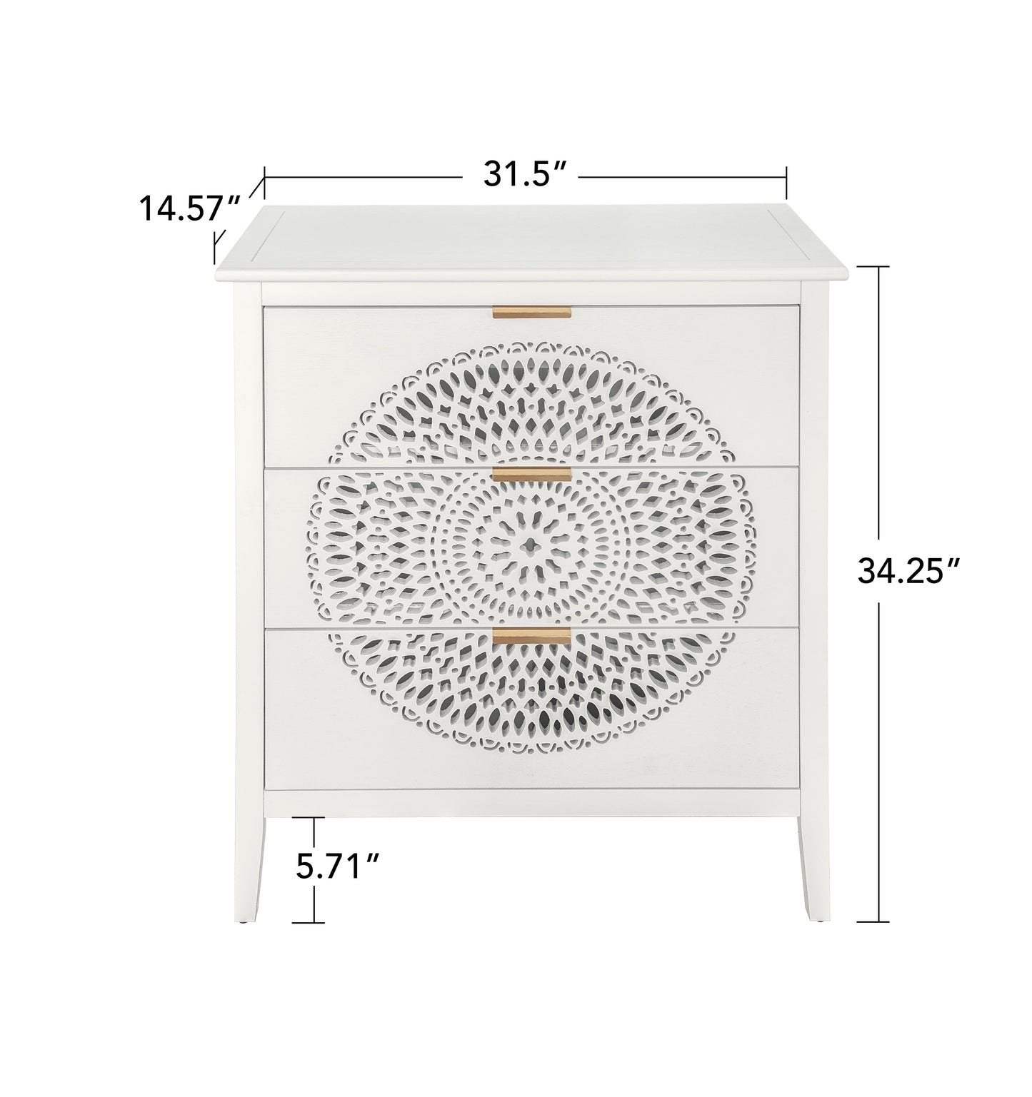 Abundanz 3-Drawer Dresser with Hollow Pattern and Metal Handle