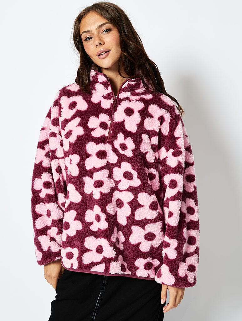 Abstract Floral Longline Fleece