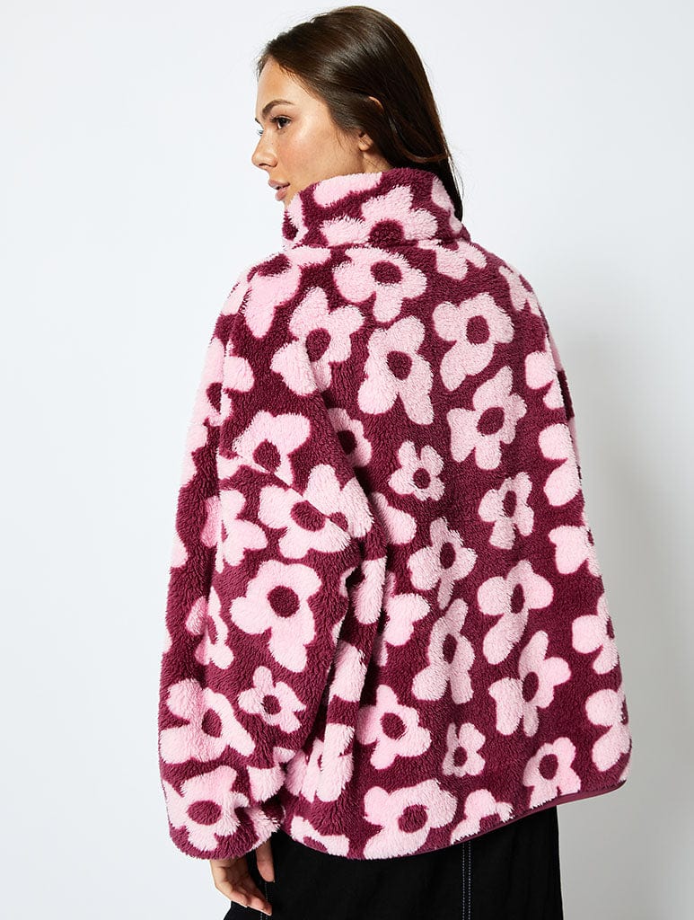 Abstract Floral Longline Fleece