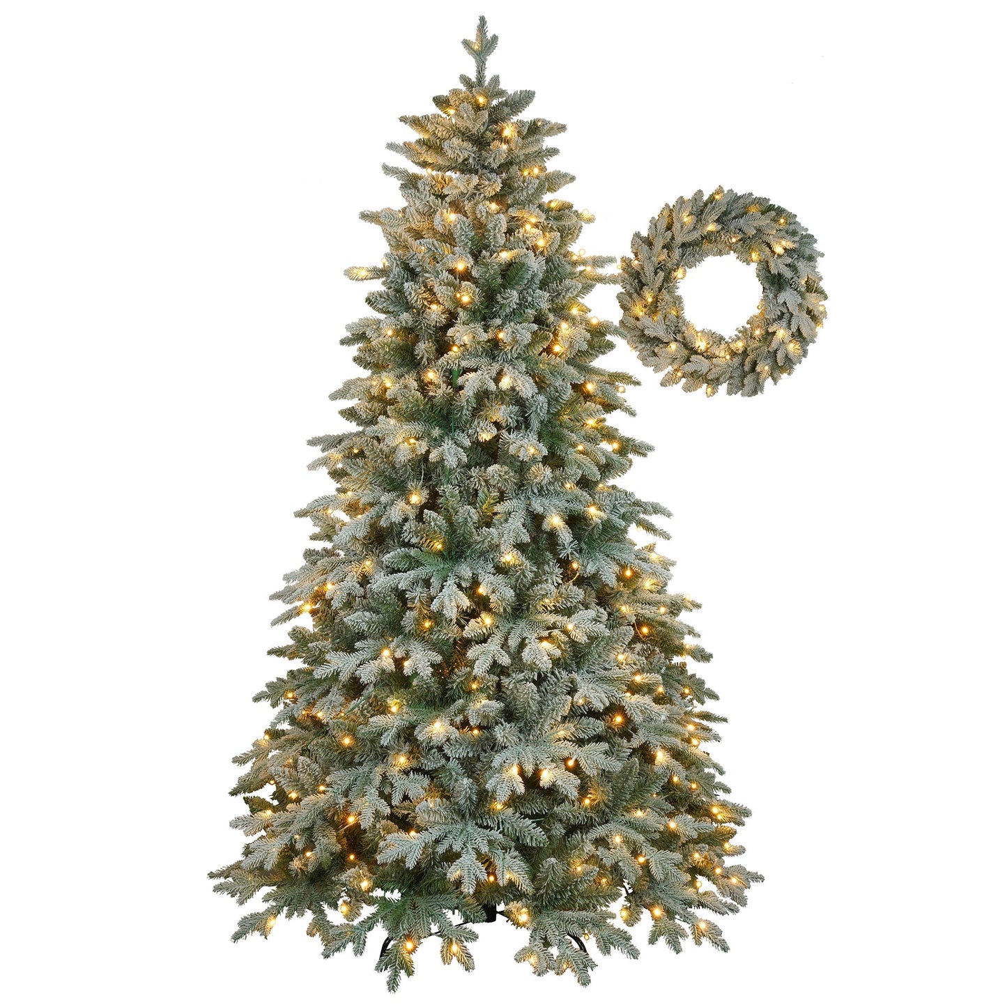 Kaltha 7ft Artificial Christmas Tree with Wreath Set , Wreath Decoration, Xmas Tree Christmas Decorations for Christmas