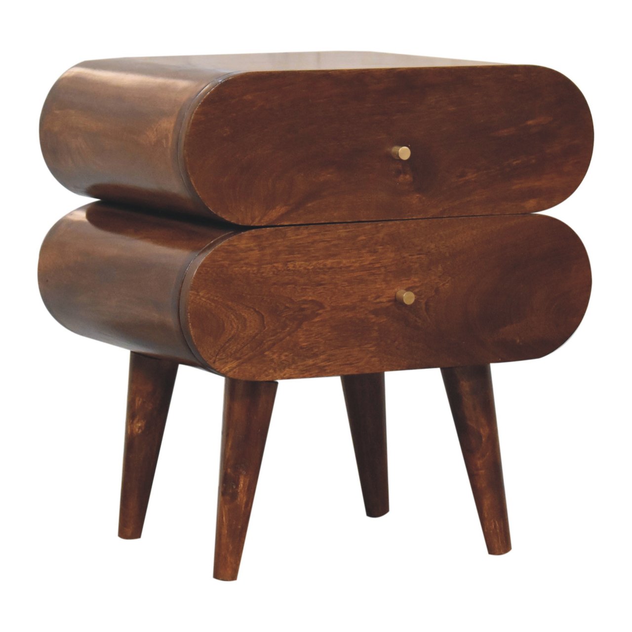 Bedside with 2 Drawers and Round Capsule Design