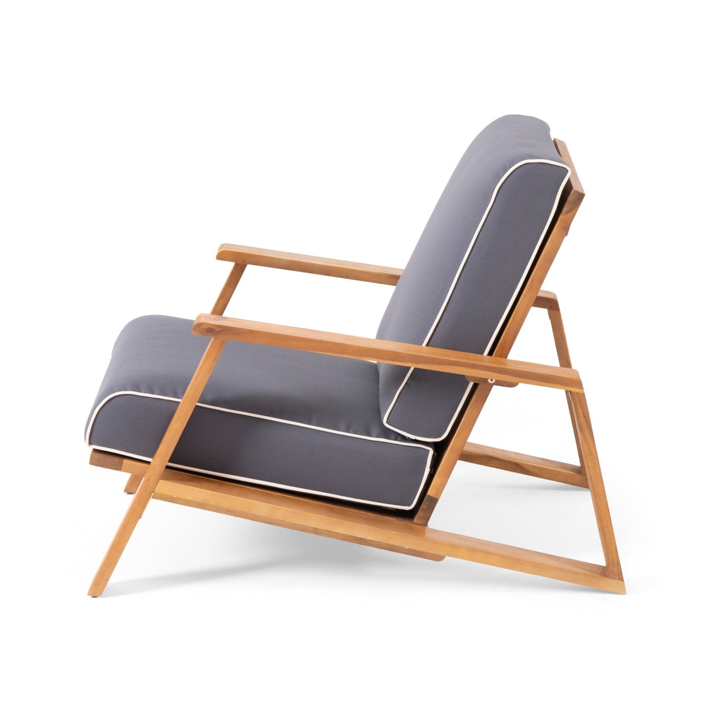 Acacia Wood Adirondack Chairs with Straight Armrests and Sloped Back, Set of 2