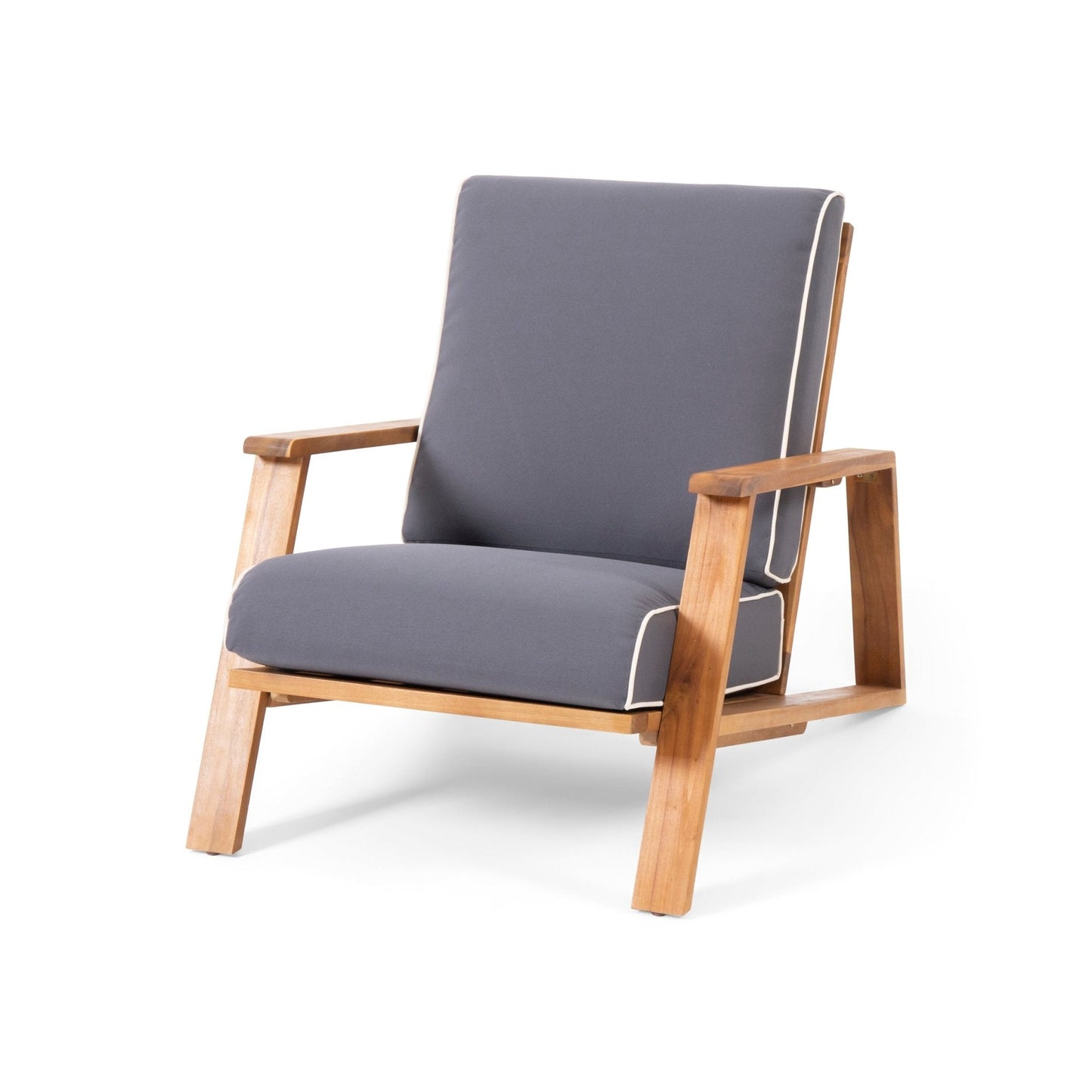 Acacia Wood Adirondack Chairs with Straight Armrests and Sloped Back, Set of 2