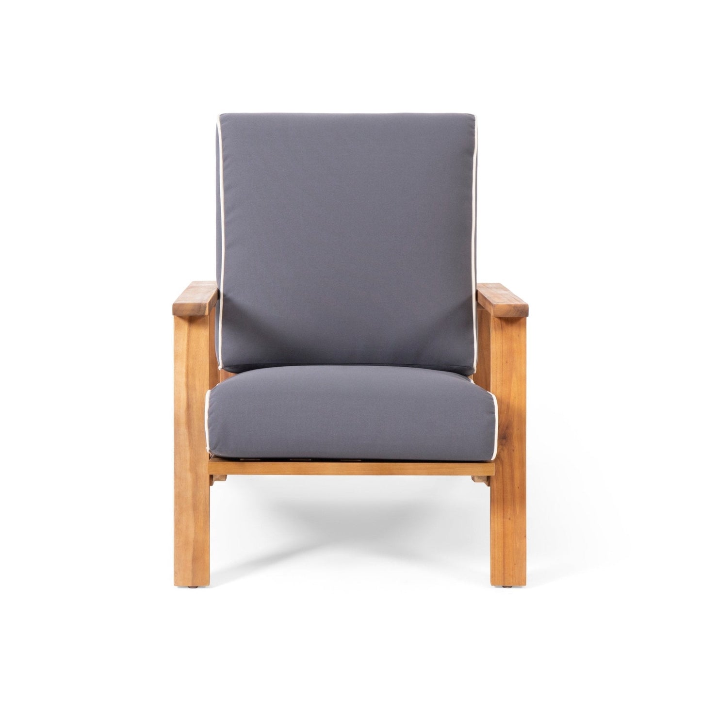 Acacia Wood Adirondack Chairs with Straight Armrests and Sloped Back, Set of 2
