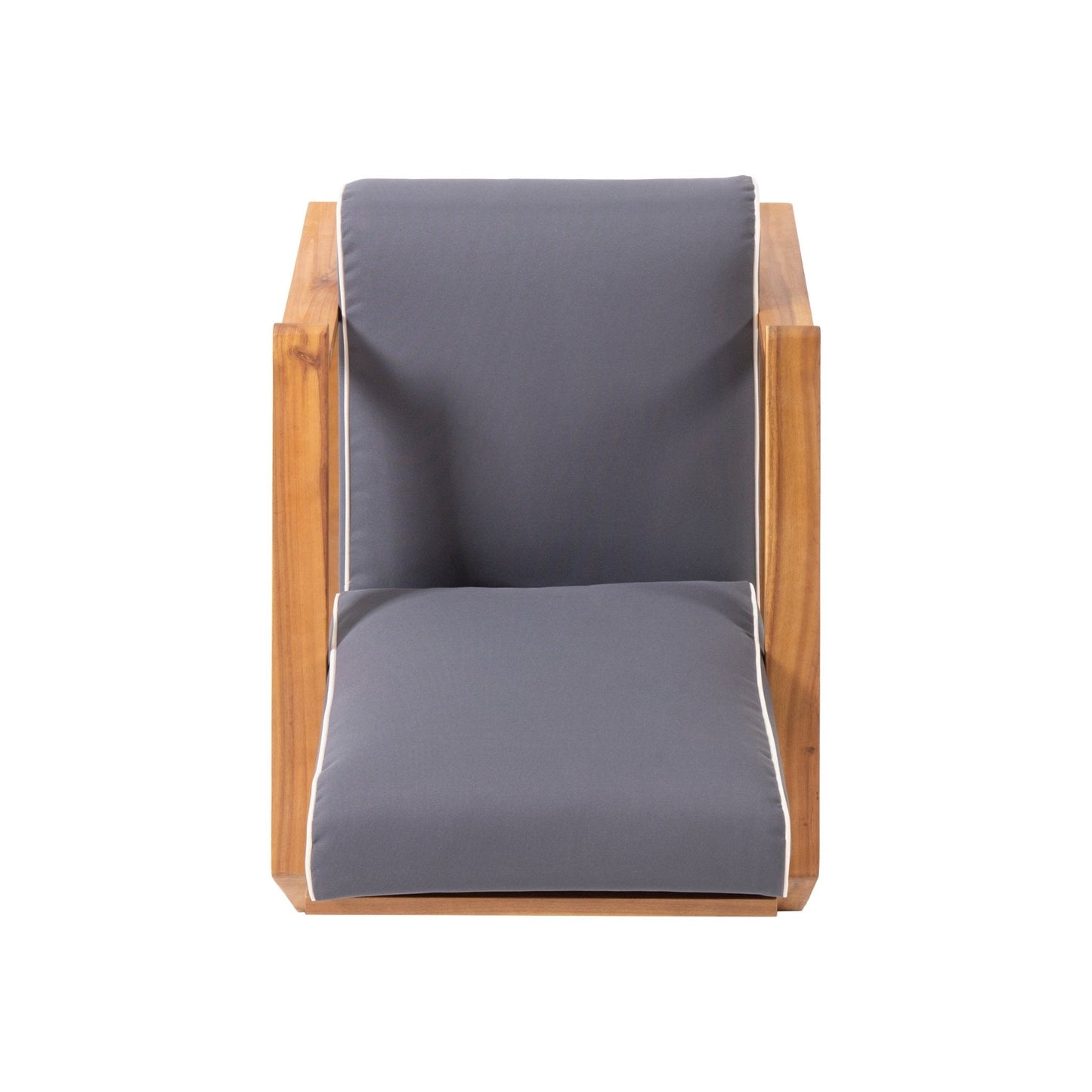 Acacia Wood Adirondack Chairs with Straight Armrests and Sloped Back, Set of 2