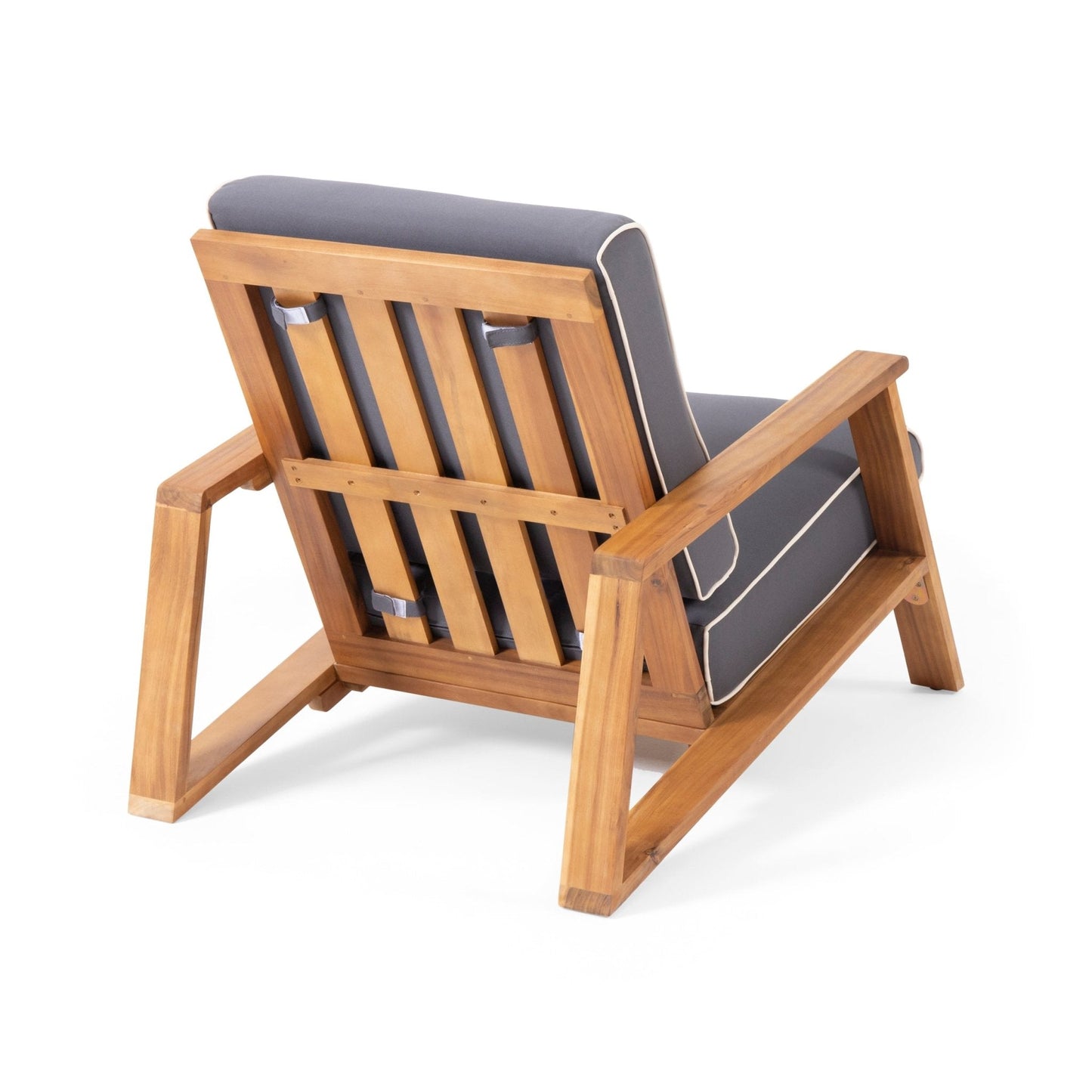 Acacia Wood Adirondack Chairs with Straight Armrests and Sloped Back, Set of 2