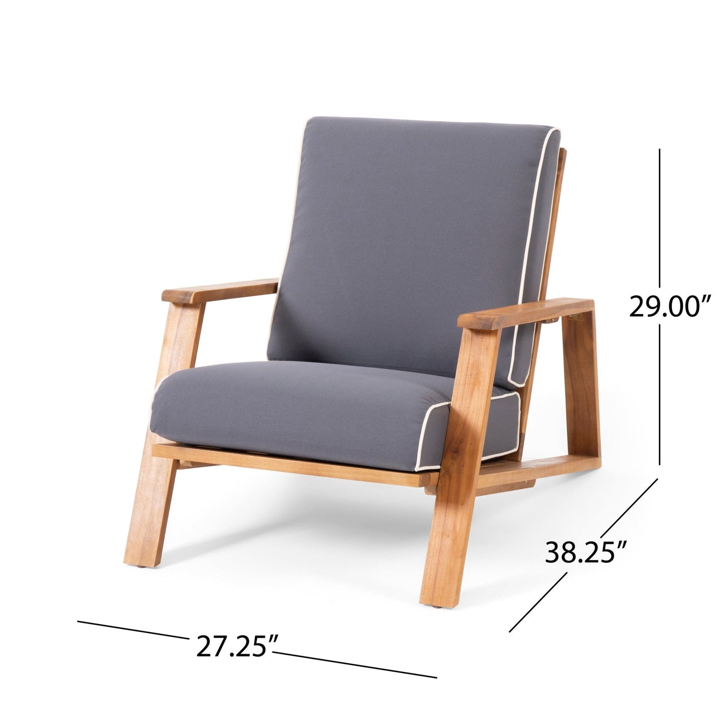 Acacia Wood Adirondack Chairs with Straight Armrests and Sloped Back, Set of 2
