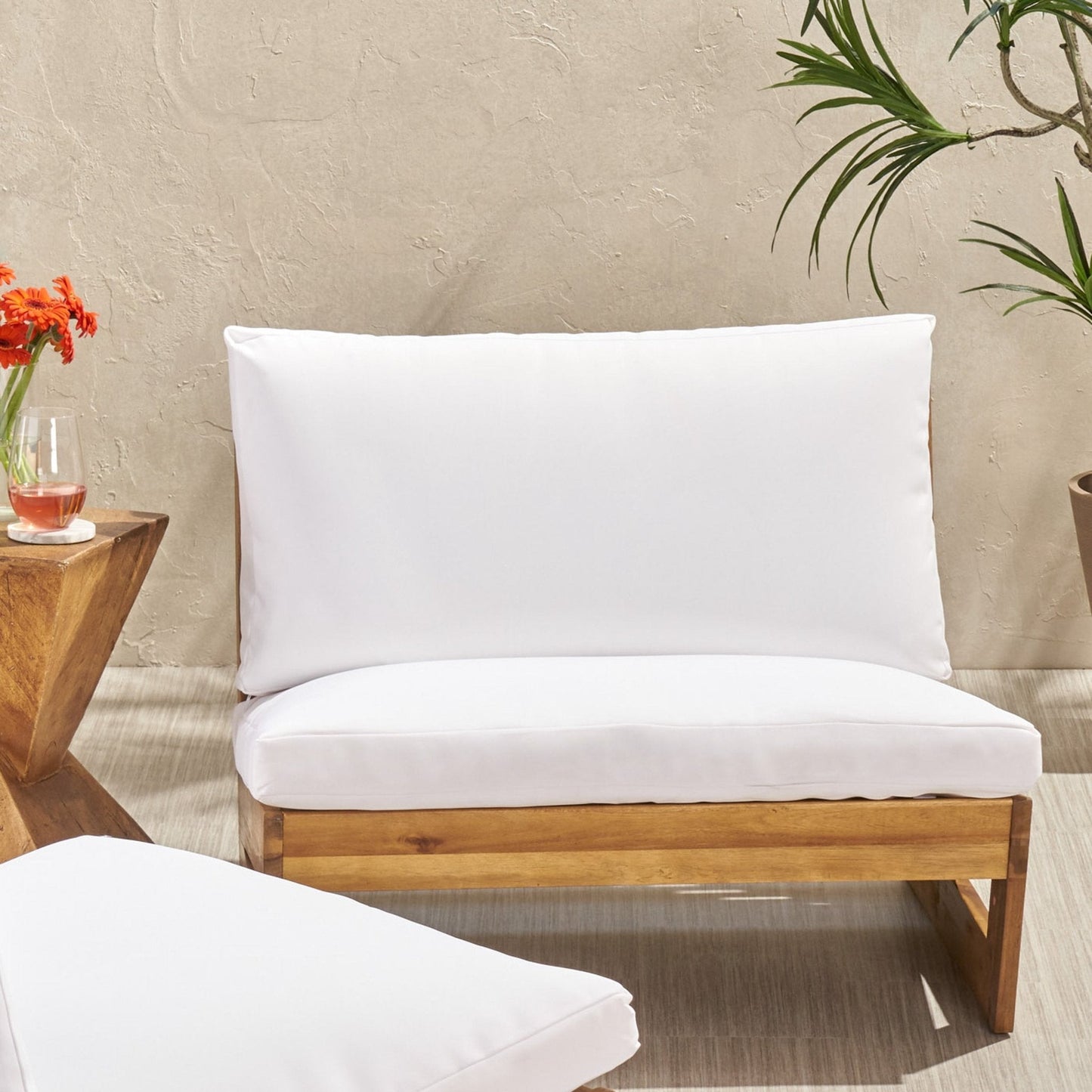 Acacia Wood Club Chair with Solid, Heavy Frame