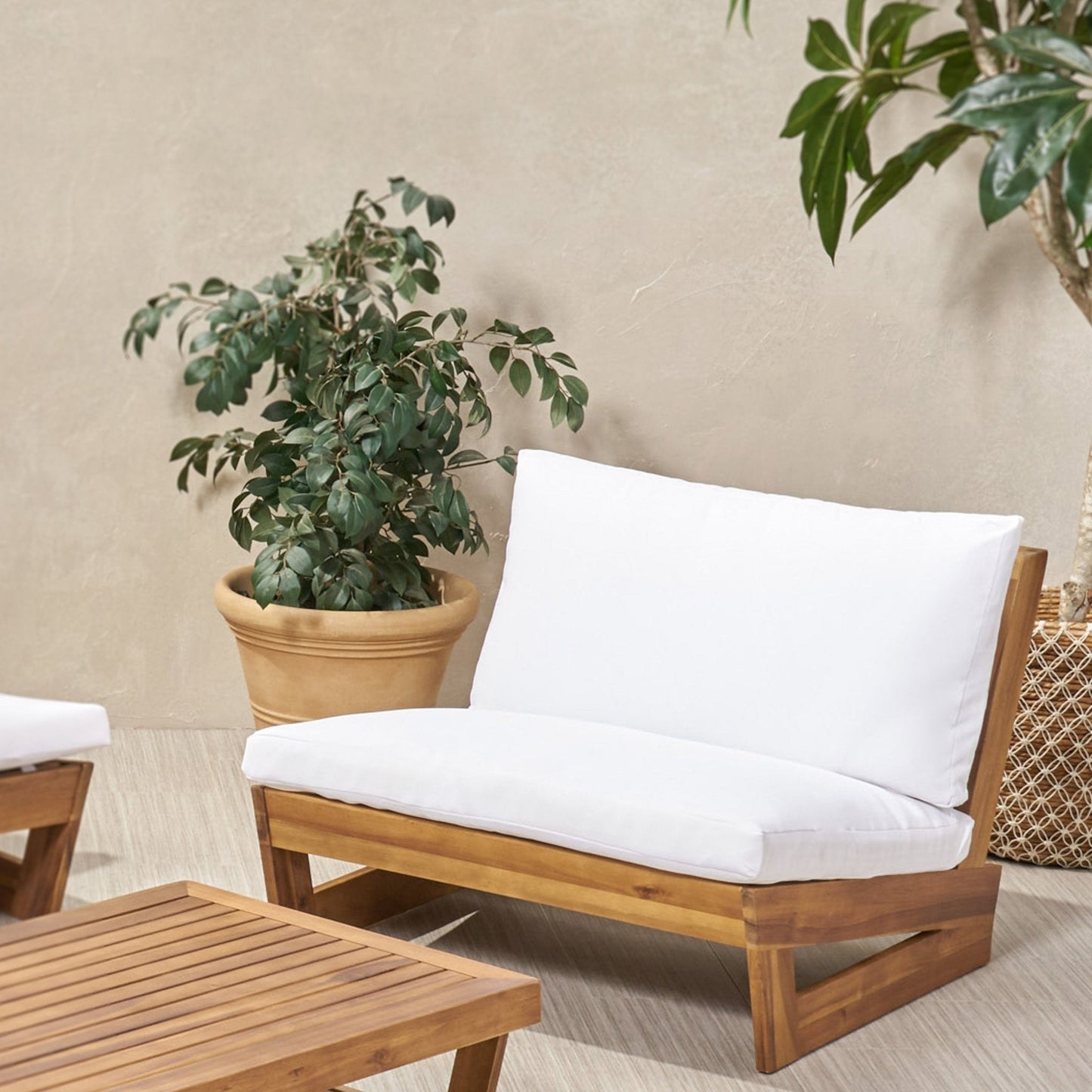 Acacia Wood Club Chair with Solid, Heavy Frame