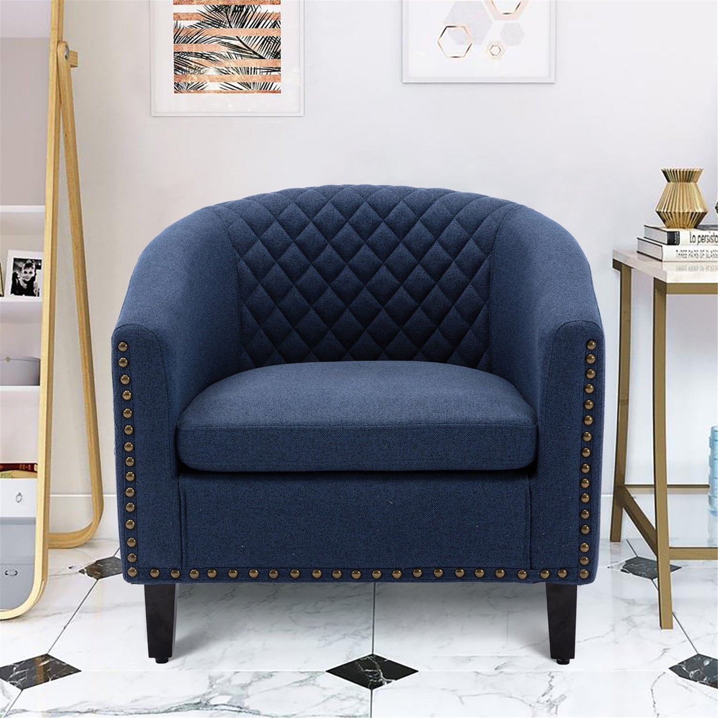 Accent Chair with Nailheads and Solid Wood Legs