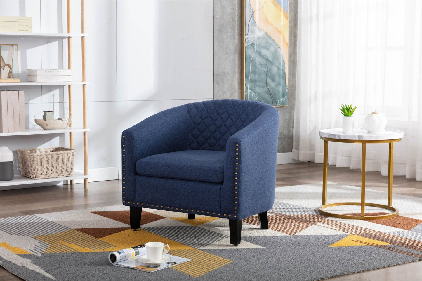 Accent Chair with Nailheads and Solid Wood Legs