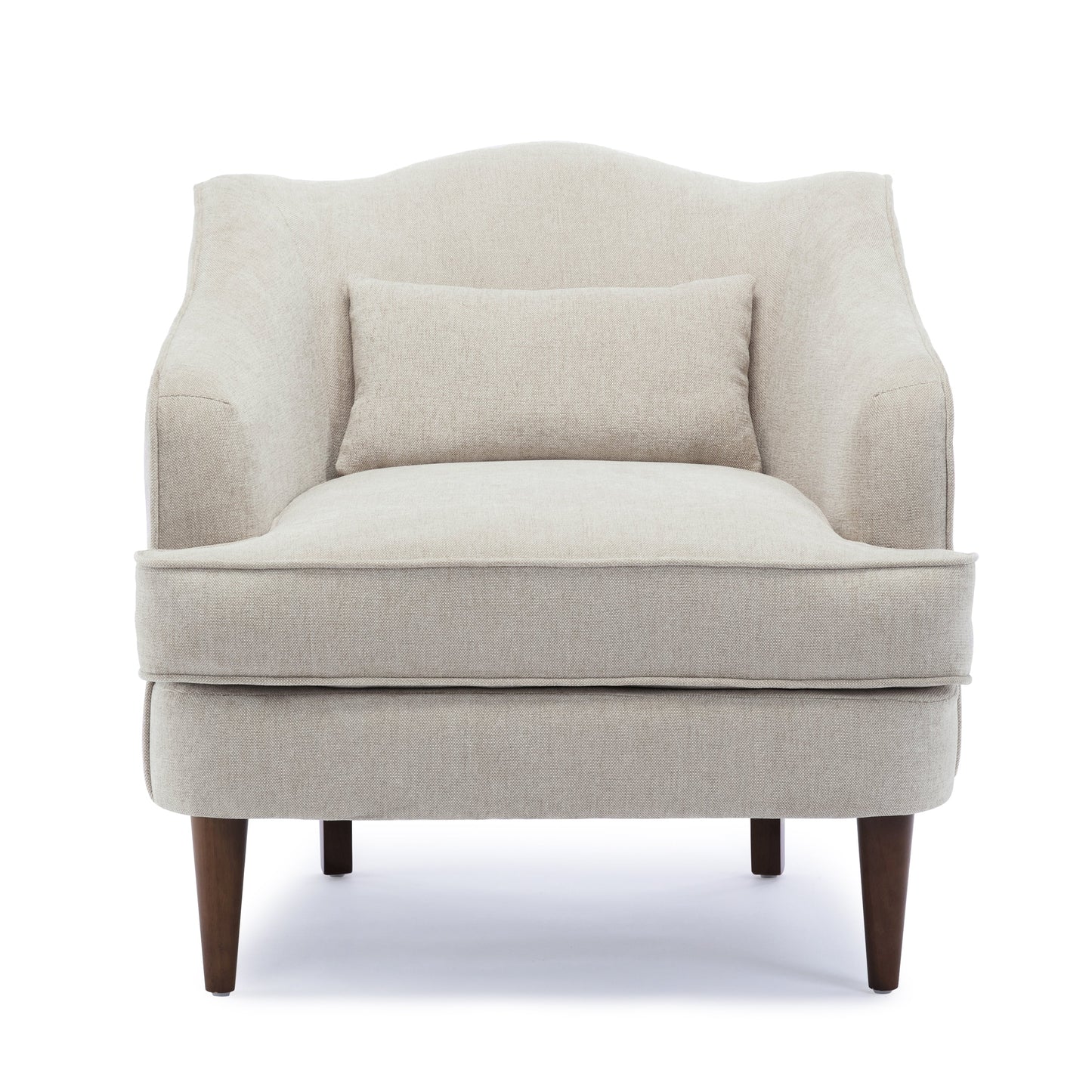 Upholstered Arm Chair with Scalloped Back and Lumbar Pillow