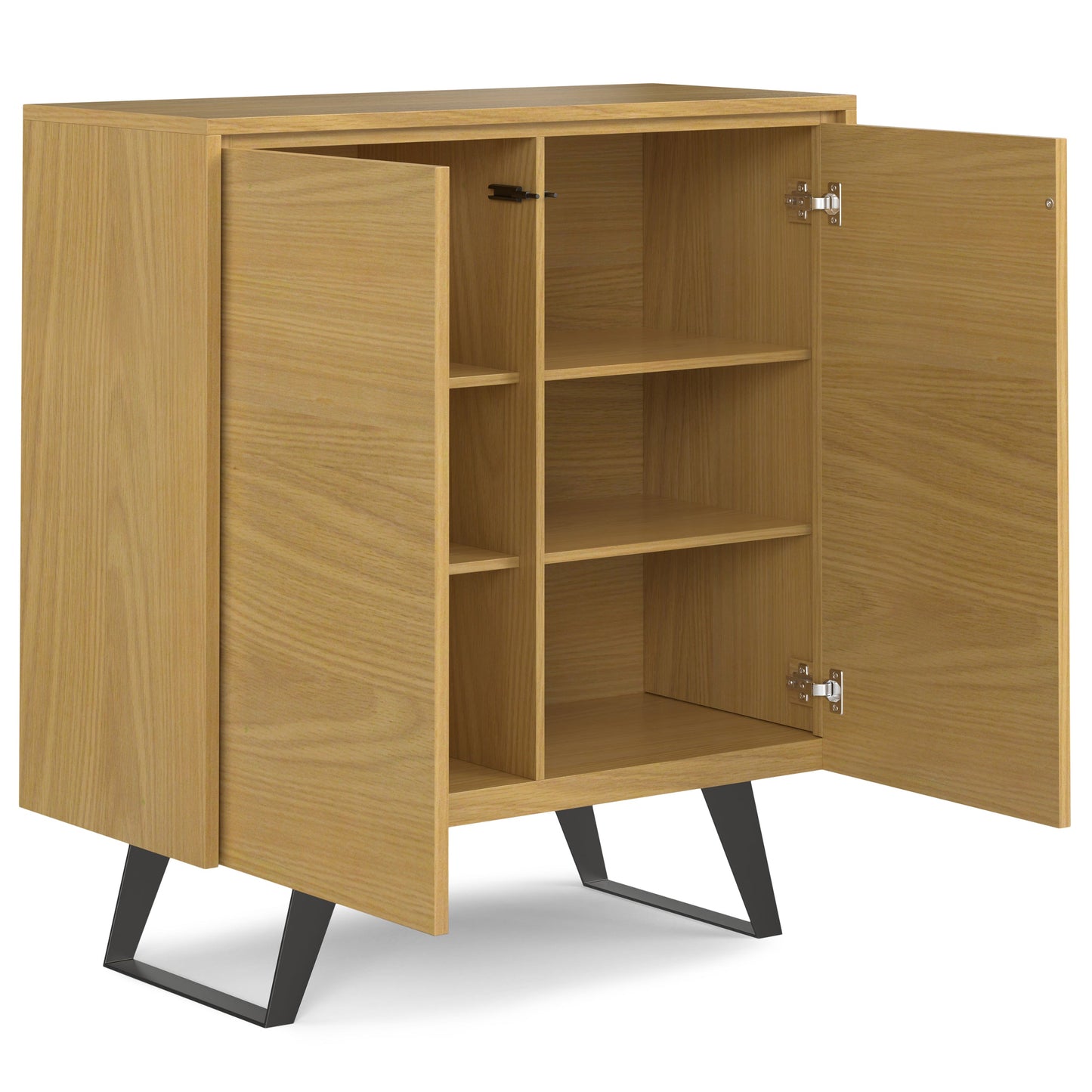 Passage 2-Door Storage Cabinet with 4 Adjustable Shelves and Metal Angled Legs