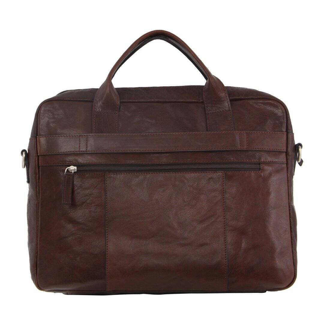 Pierre Cardin Crossbody Leather 15" Laptop Messenger Bag (Brown)