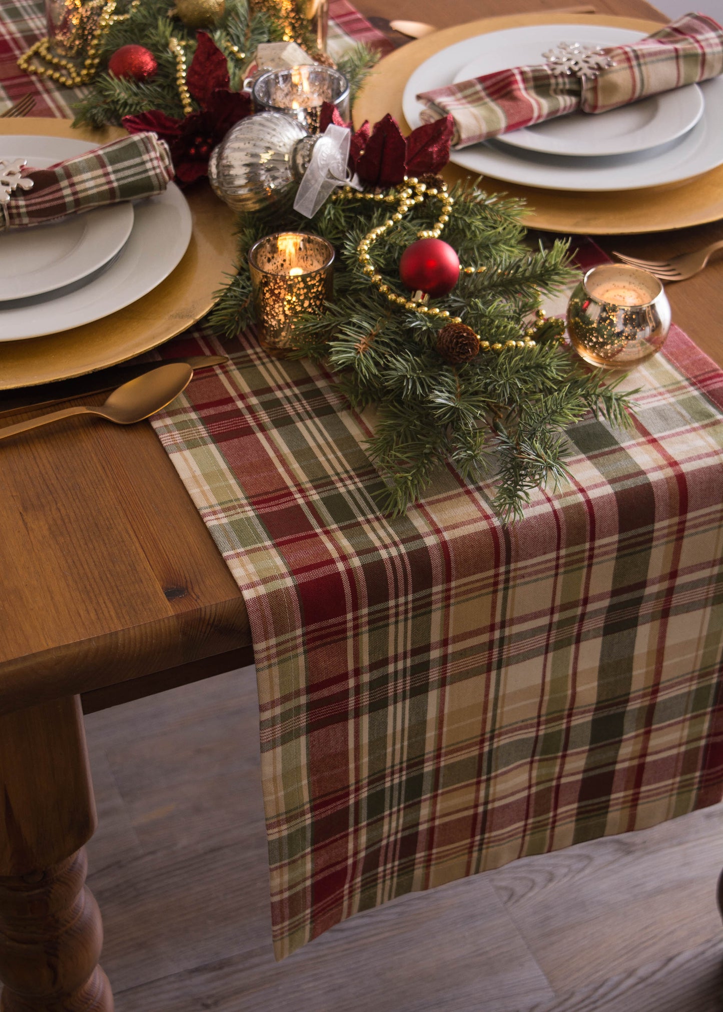 Give Thanks Plaid Table Runner 14X108