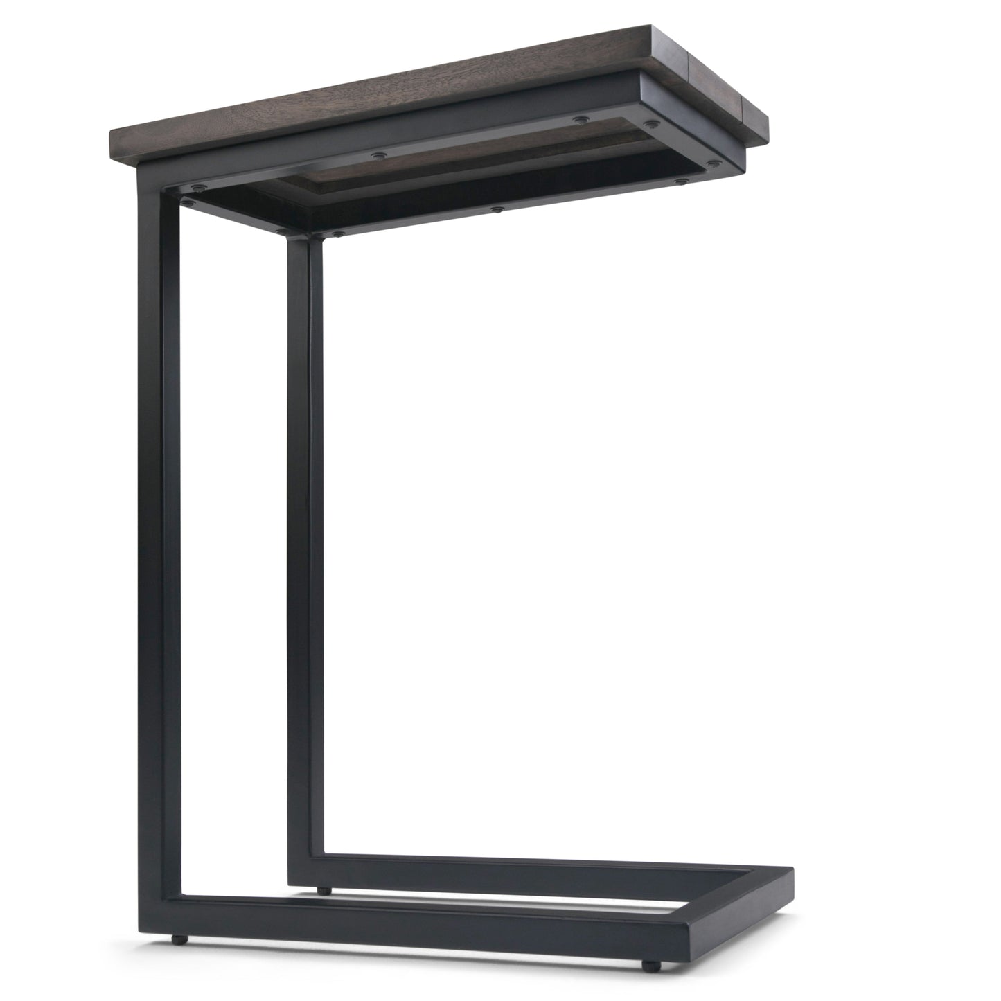 Haloed Side Table with C-Shaped Design and Metal Frame