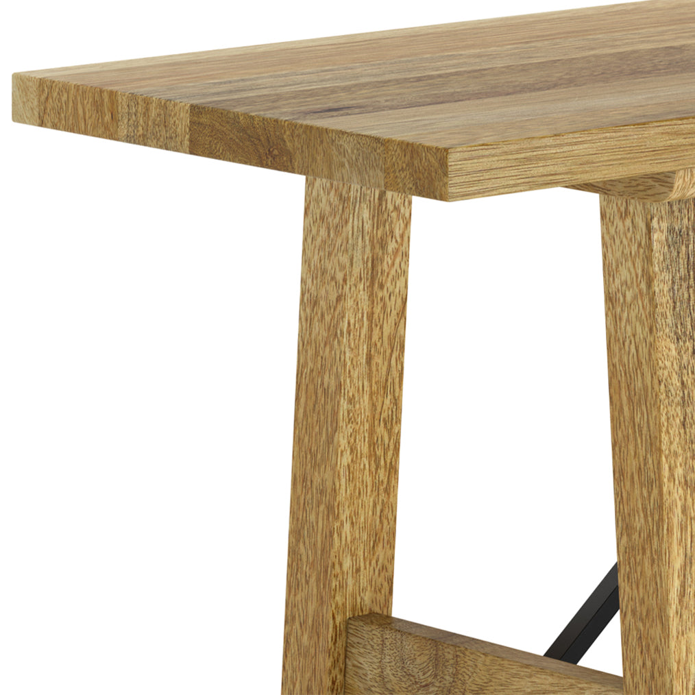 Wooden Bench with Metal Trestle Style Support