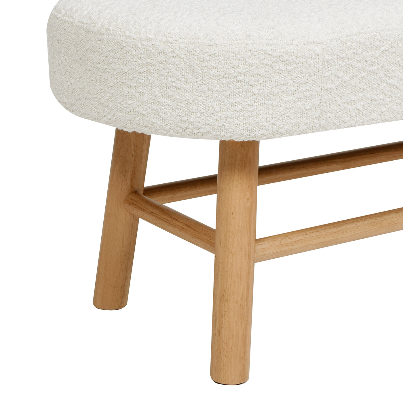Rounded Pill-Shaped Upholstered Accent Bench with Natural Wood Legs