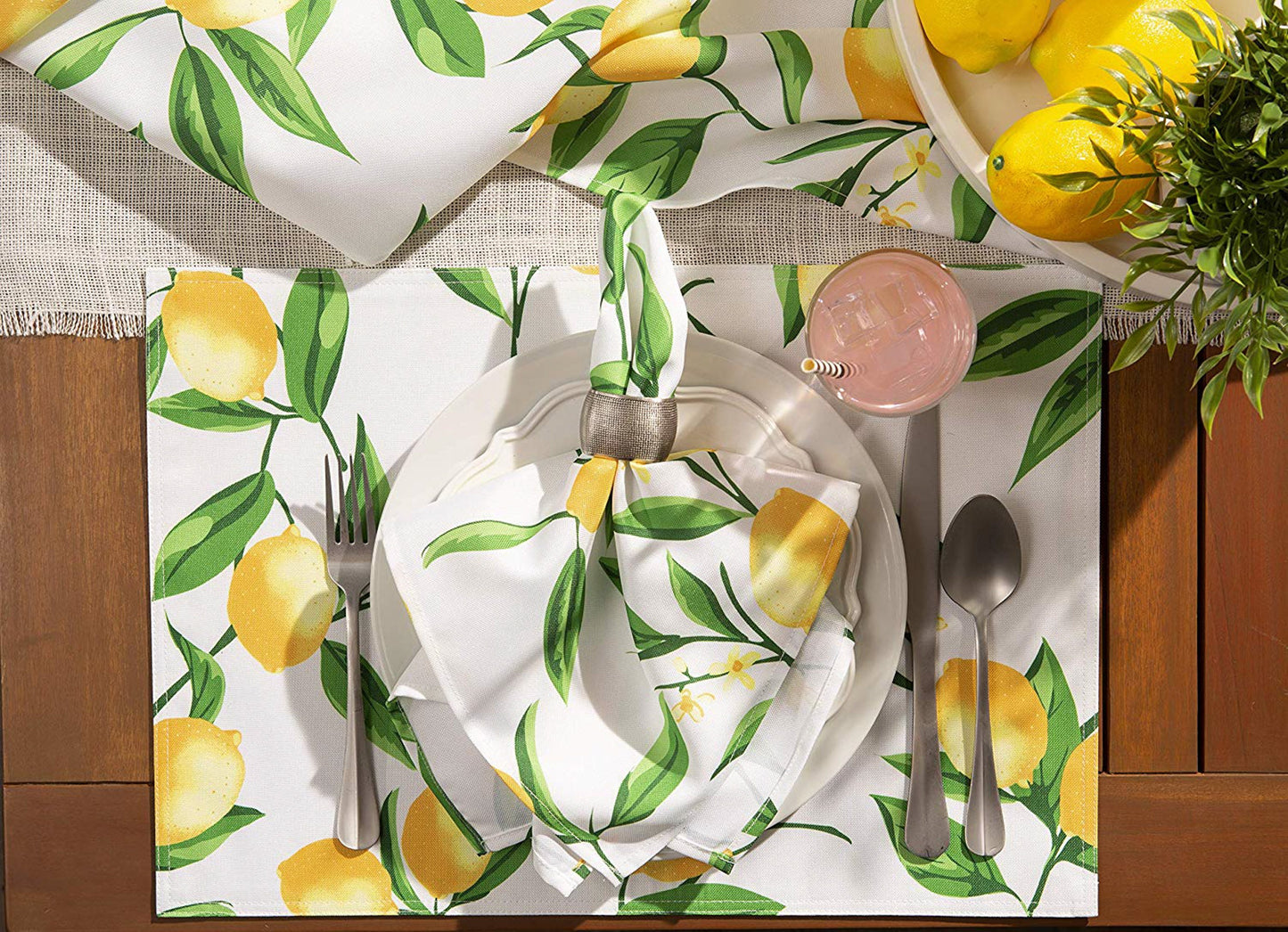 Lemon Bliss Print Outdoor  Placemat, Set Of 6