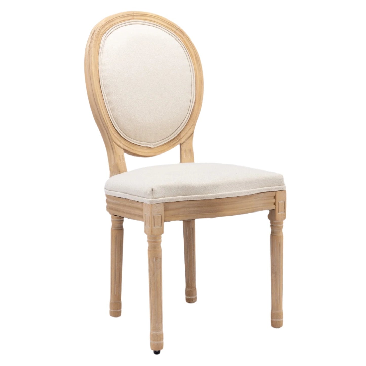 Upholstered Dining Chair with Round Back and Solid Wood Frame, Set of 2