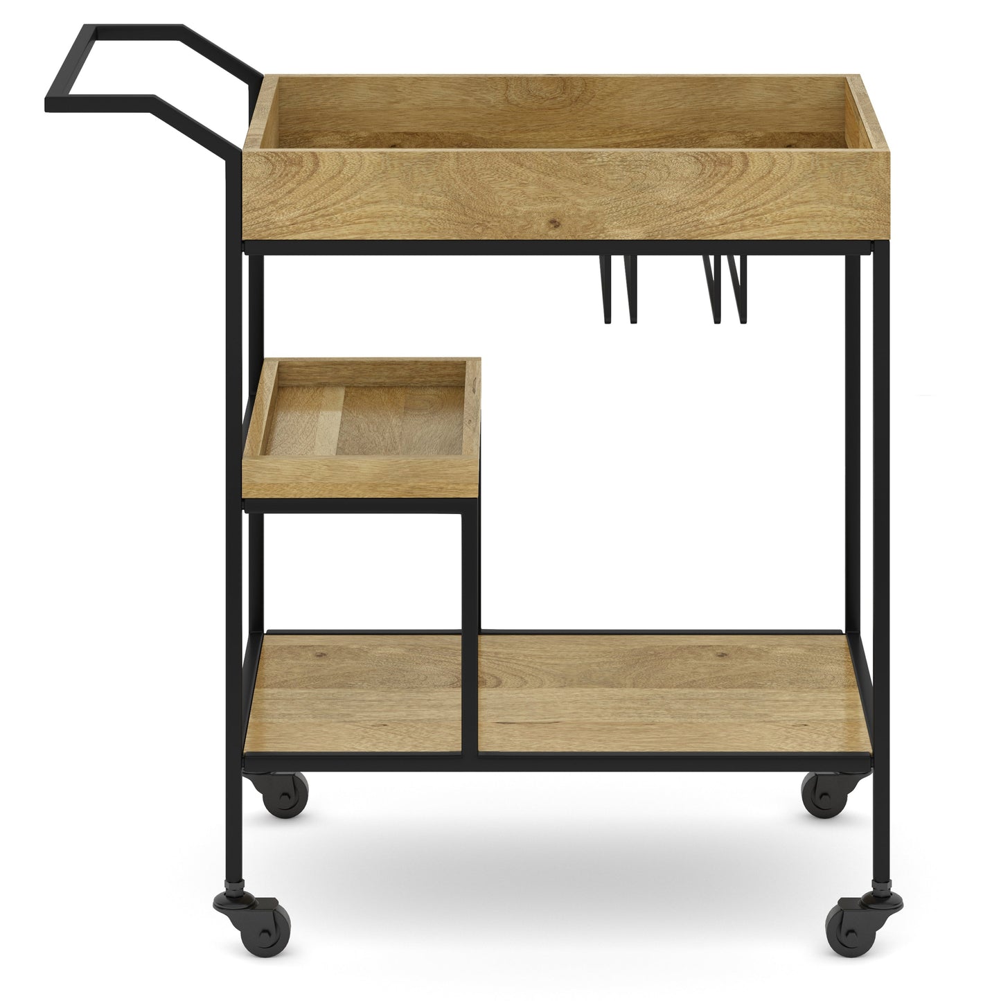 29" Bar Cart with Tray Top and Caster Wheels