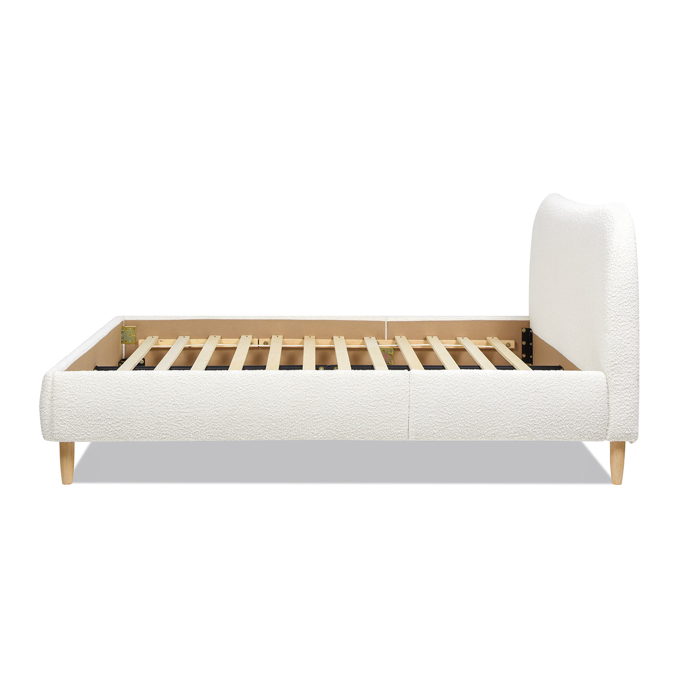 Enchantr Upholstered Platform Bed with Curved Headboard and Wood Frame