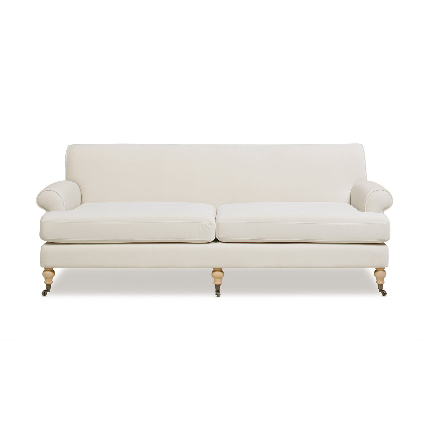 Creations Upholstered Sofa with Metal Casters and 2 Cushions Tightback