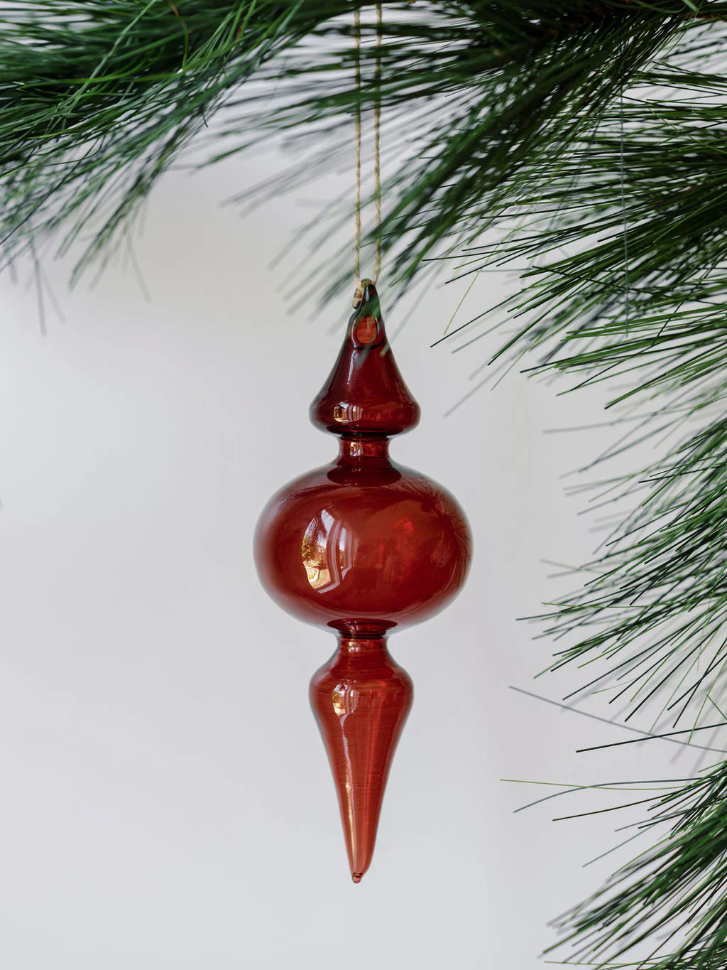 Vintage Rose & Bordeaux Glass Finial Ornament, Set of 4