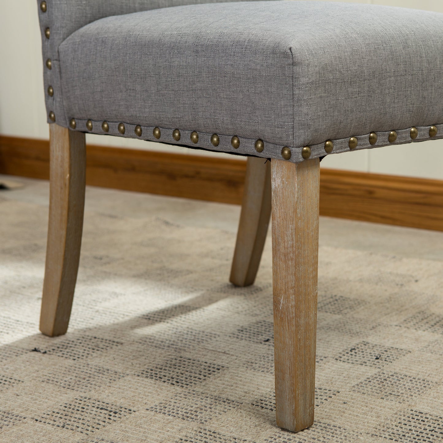 Wolen Upholstered Dining Chair with Nailhead Trim and High Back, Set of 2