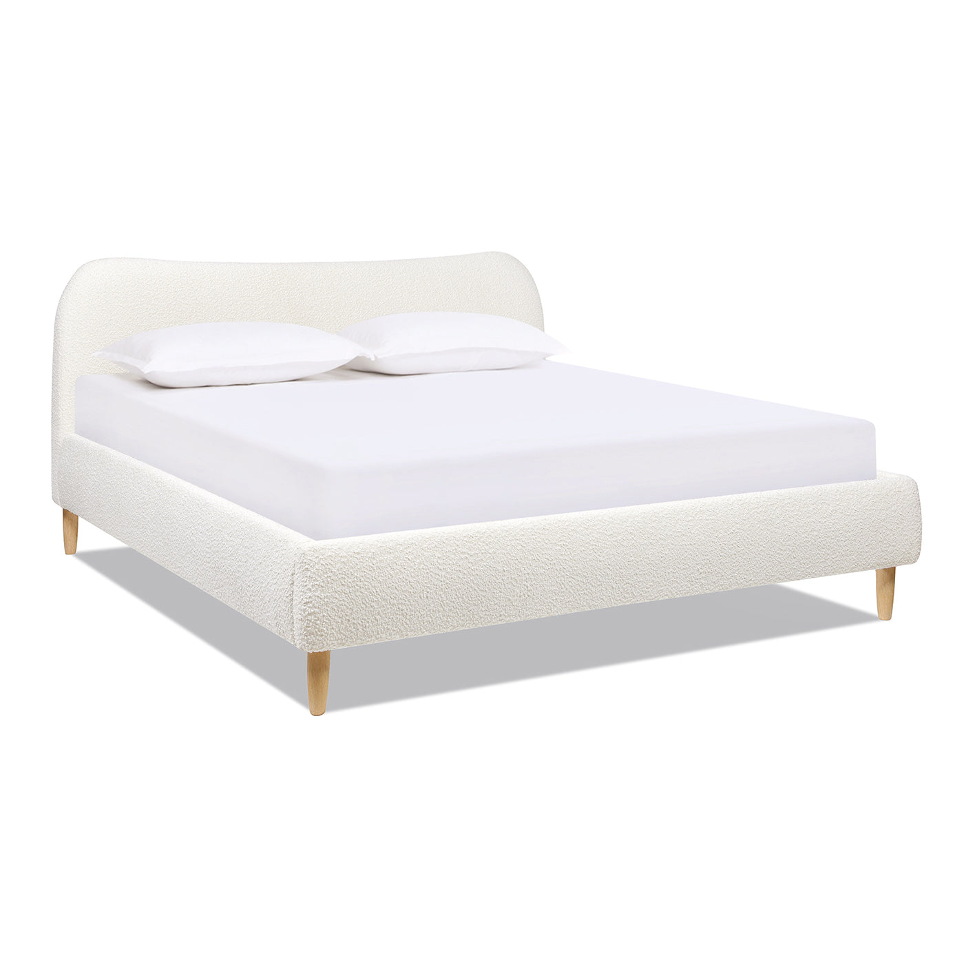 Enchantr Upholstered Platform Bed with Curved Headboard and Wood Frame