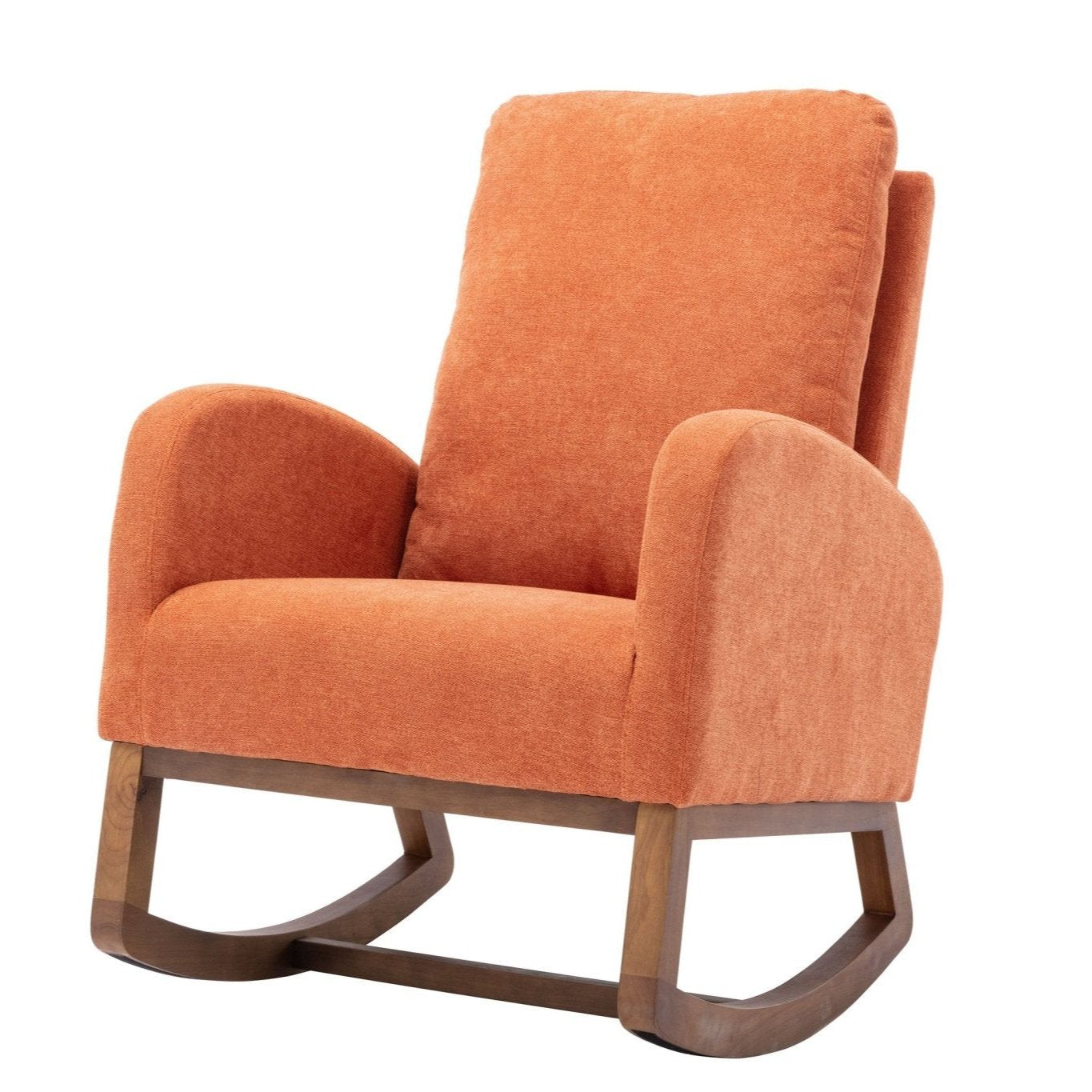 Affair Mid-Century Modern Upholstered Rocking Armchair with Side Pocket